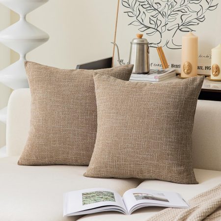 Faux-linen texture solid-color cushion – Hidden zipper